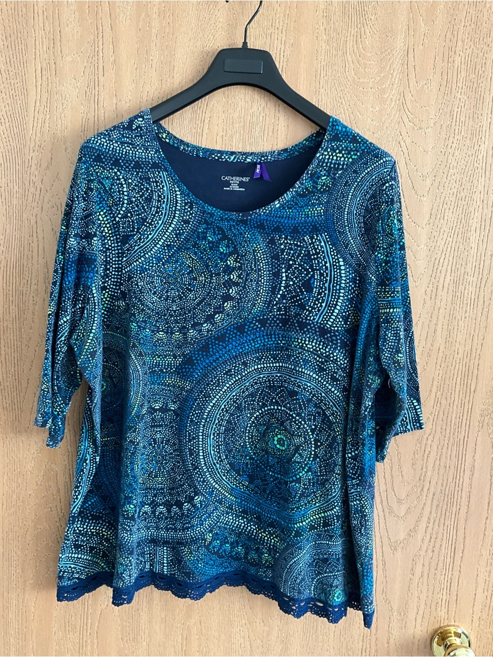 Catherines Blue & Teal Mandala Print Scoop Neck Top